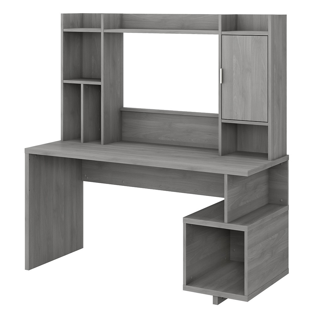 Kathy Ireland® Home Madison Avenue 60w Writing Desk With Hutch In Modern Gray - Bush Furniture Mds002mg