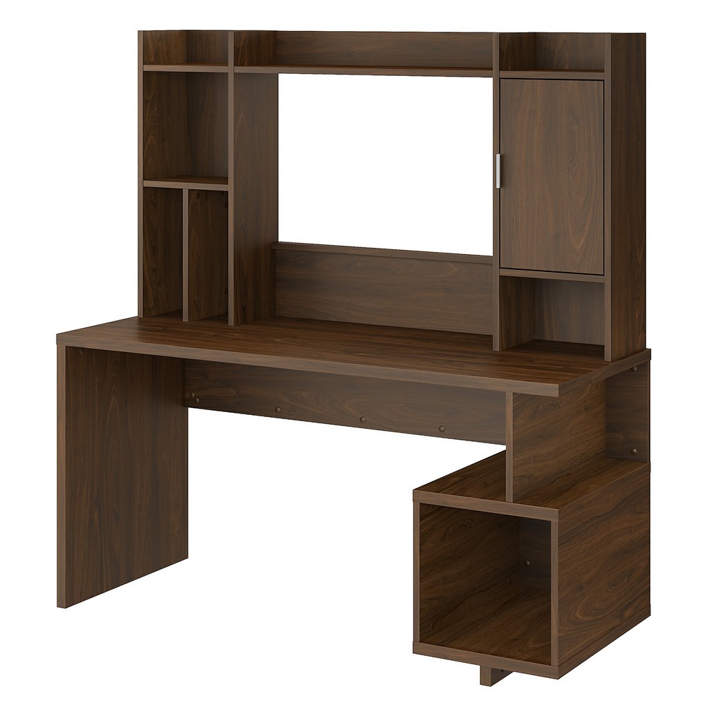 Kathy Ireland® Home Madison Avenue 60w Writing Desk With Hutch In Modern Walnut - Bush Furniture Mds002mw