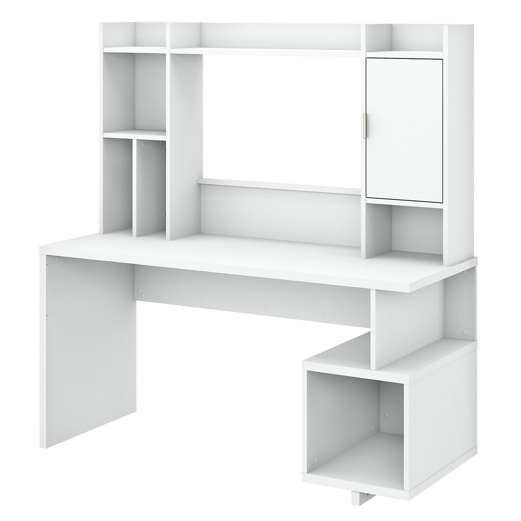 Kathy Ireland® Home Madison Avenue 60w Writing Desk With Hutch In Pure White - Bush Furniture Mds002pw