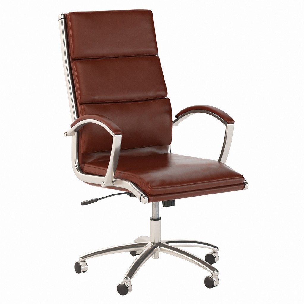 Bush Business Furniture Office in an Hour High Back Leather Executive Desk Chair in Harvest Cherry - Bush Furniture OHCH1701CSL-Z