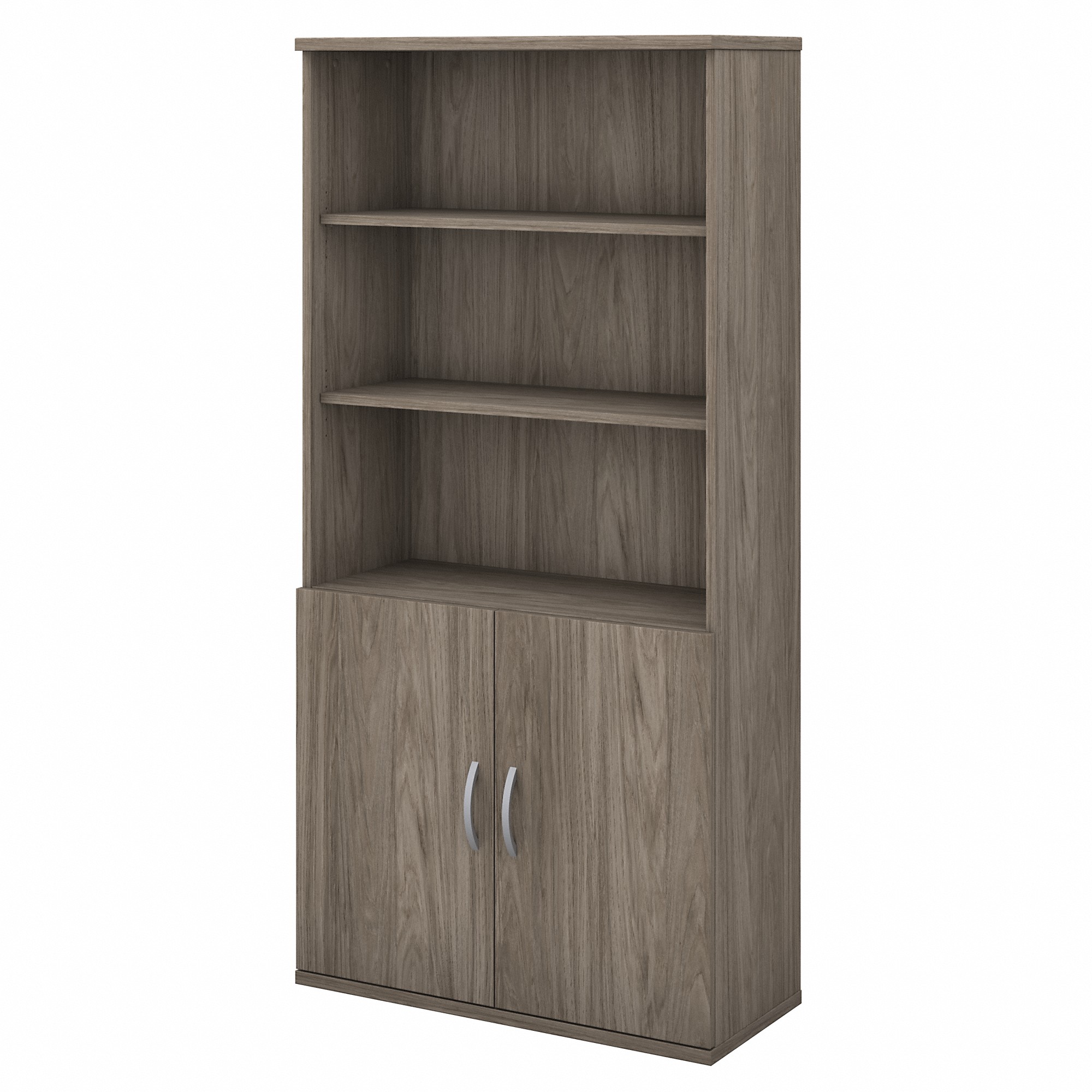 Bush Business Furniture Studio C Tall 5 Shelf Bookcase with Doors in Modern Hickory - Bush Business Furniture STC015MH