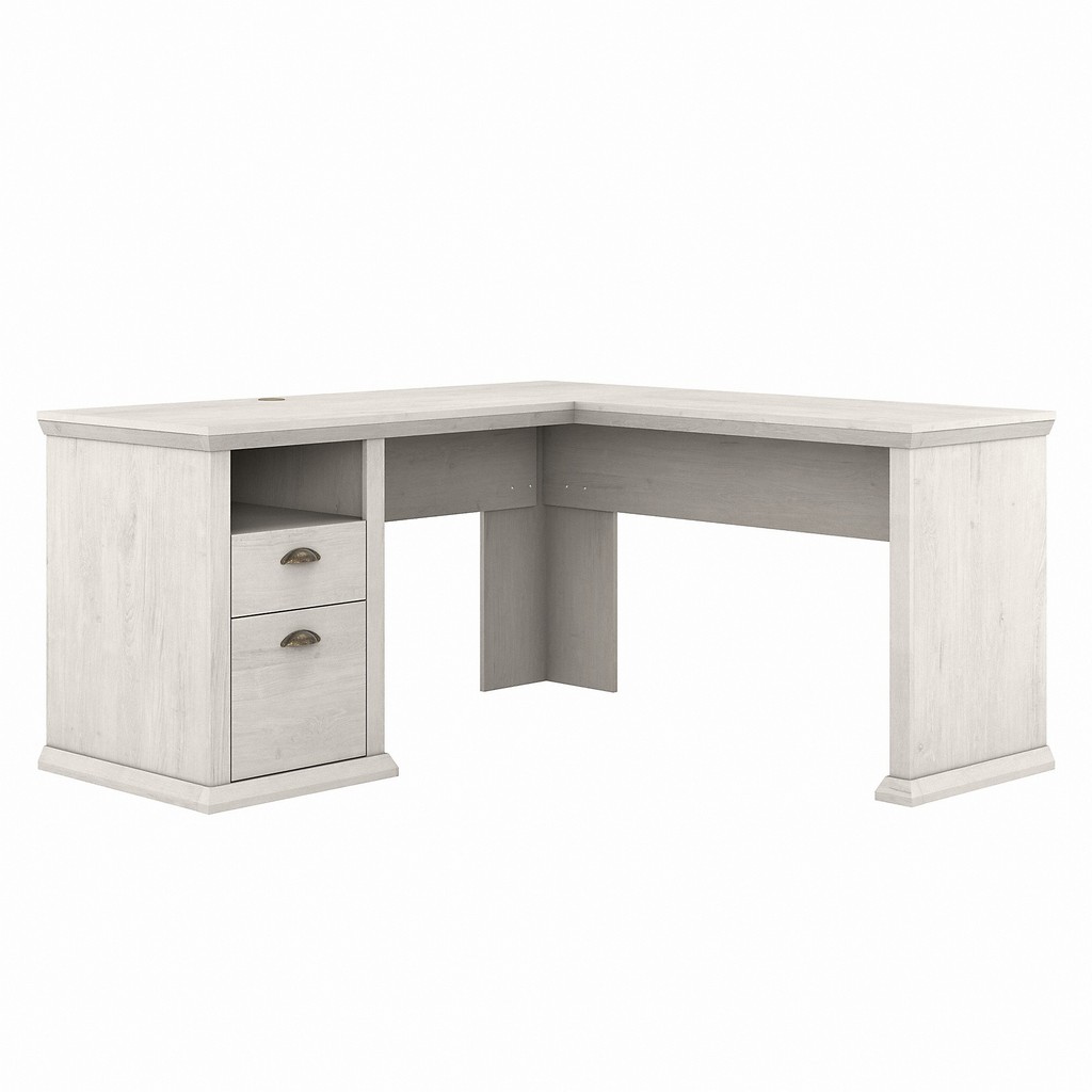 Bush Furniture Yorktown 60w L Shaped Desk With Storage In Linen White Oak - Bush Furniture Wc40430-03