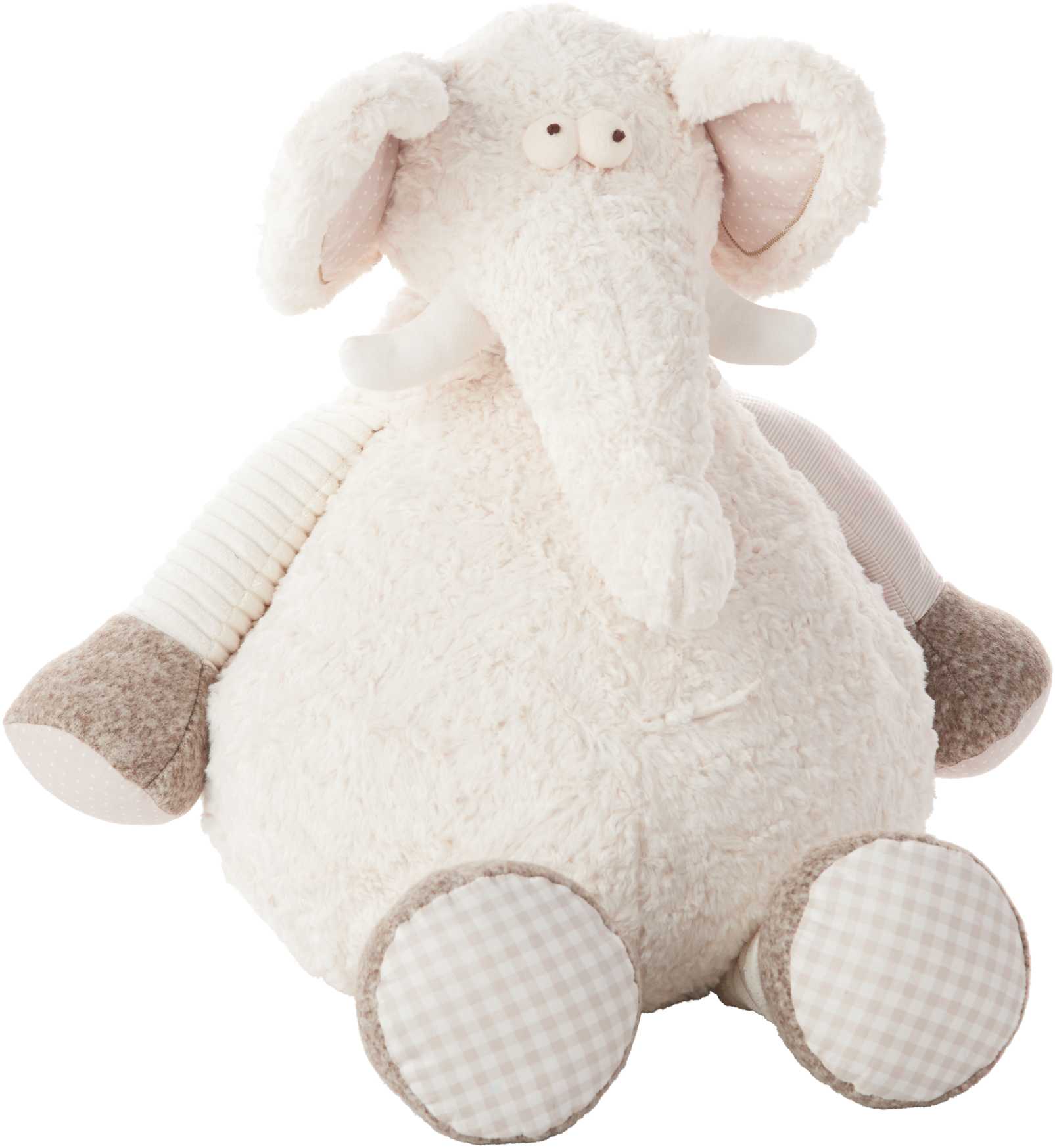 Mina Victory Plushlines Ivory Elephant Plush Animal Pillow Toy - Nourison N1463