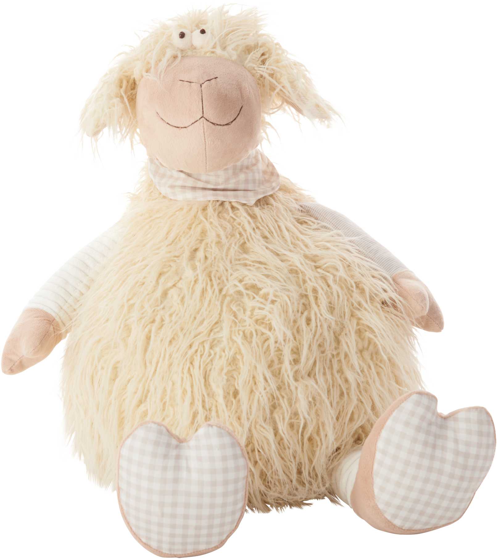 Mina Victory Plushlines Ivory Shaggy Lamb Plush Animal Pillow Toy - Nourison N1563