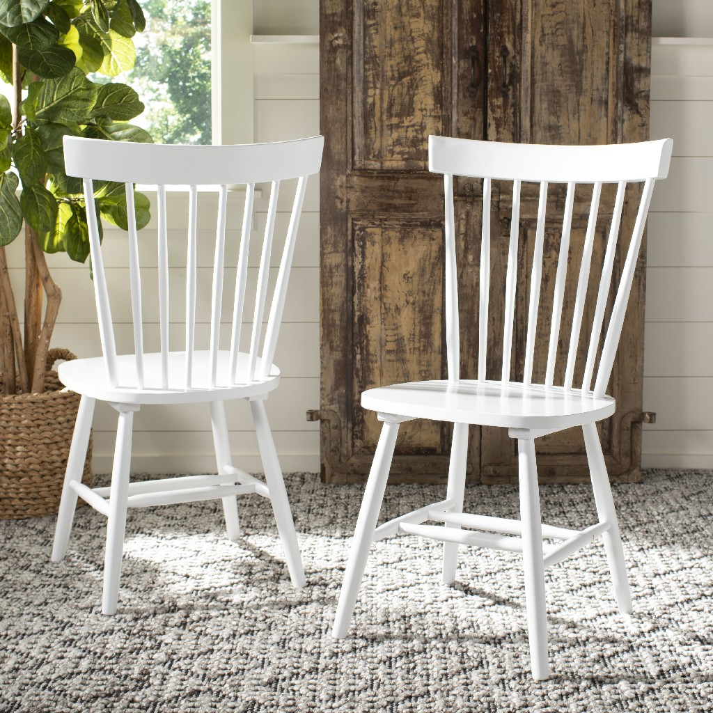 Parker 17&#039;&#039;H Spindle Dining Chair in White (Set of 2) - Safavieh AMH8500A-SET2