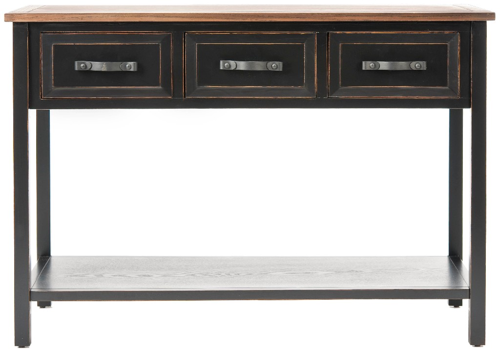 Aiden 3 Drawer Console Table In Black/oak - Safavieh Amh6502a
