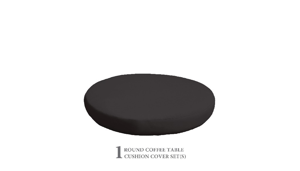 TK Classics 6 inch High Back Cushion for Round Ottoman in Black - 020CUSHION-ROUND-BLACK