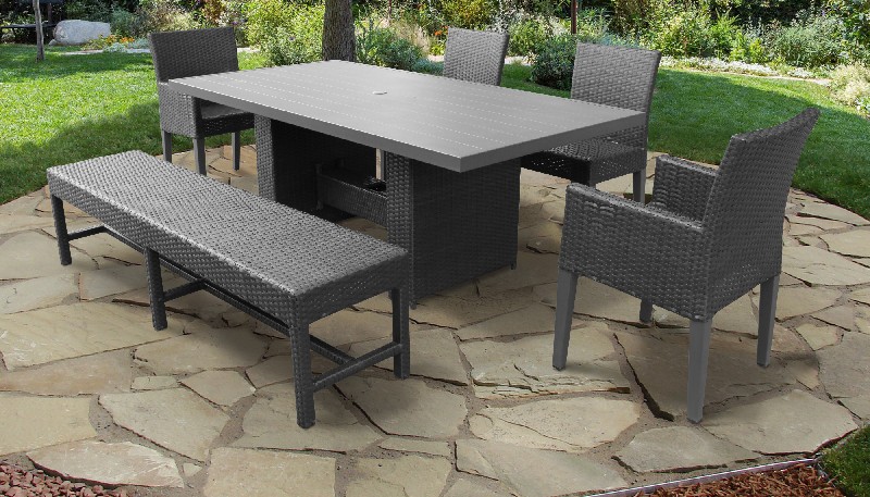 Tk Classics Rectangular Patio Dining Table Armless Chairs Chairs Arms Bench