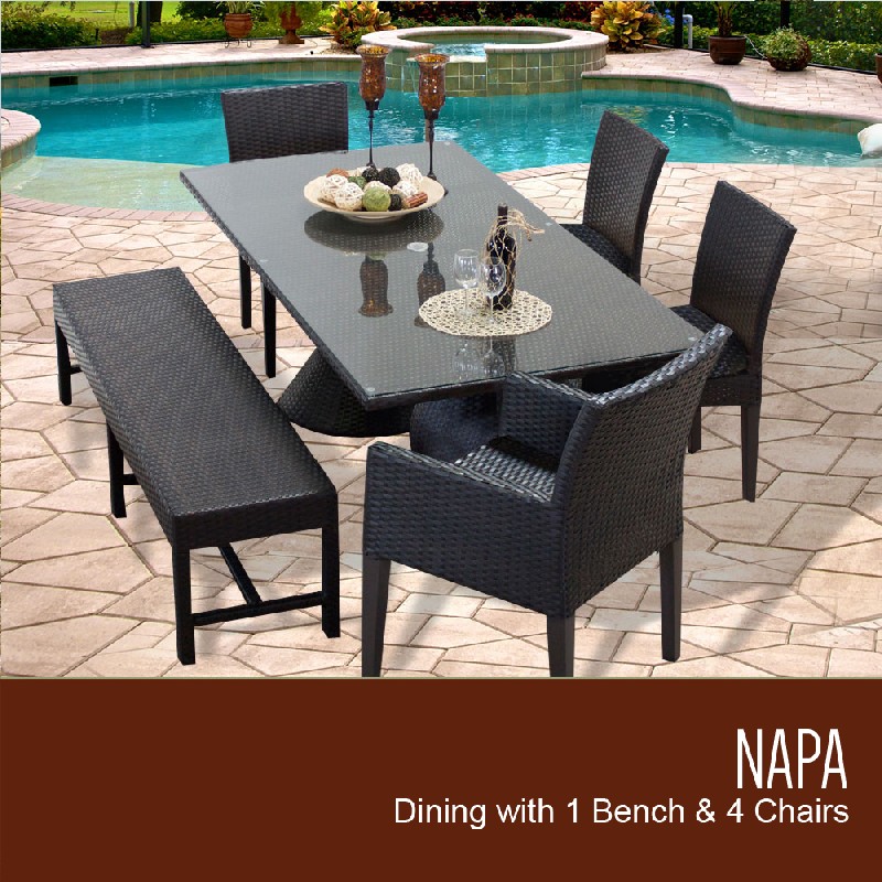 Rectangular Outdoor Patio Dining Table Armless Chairs