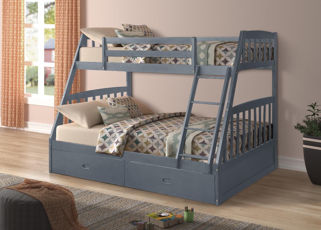 Miller Twin Over Full Bunkbed, Gray - Myco 9067-gy