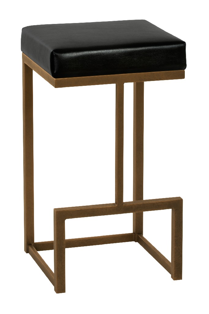 Fortuna 26" Counter Height Metal Backless Barstool In Cantina Black Faux Leather & Copper Bisque Finish - Taylor Gray Home B237h26b