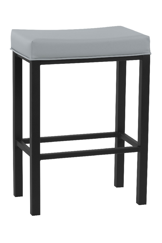 Fran 26" Counter Height Metal Backless Barstool In Gray Steel Faux Leather & Matte Black Finish - Taylor Gray Home B501h26bs