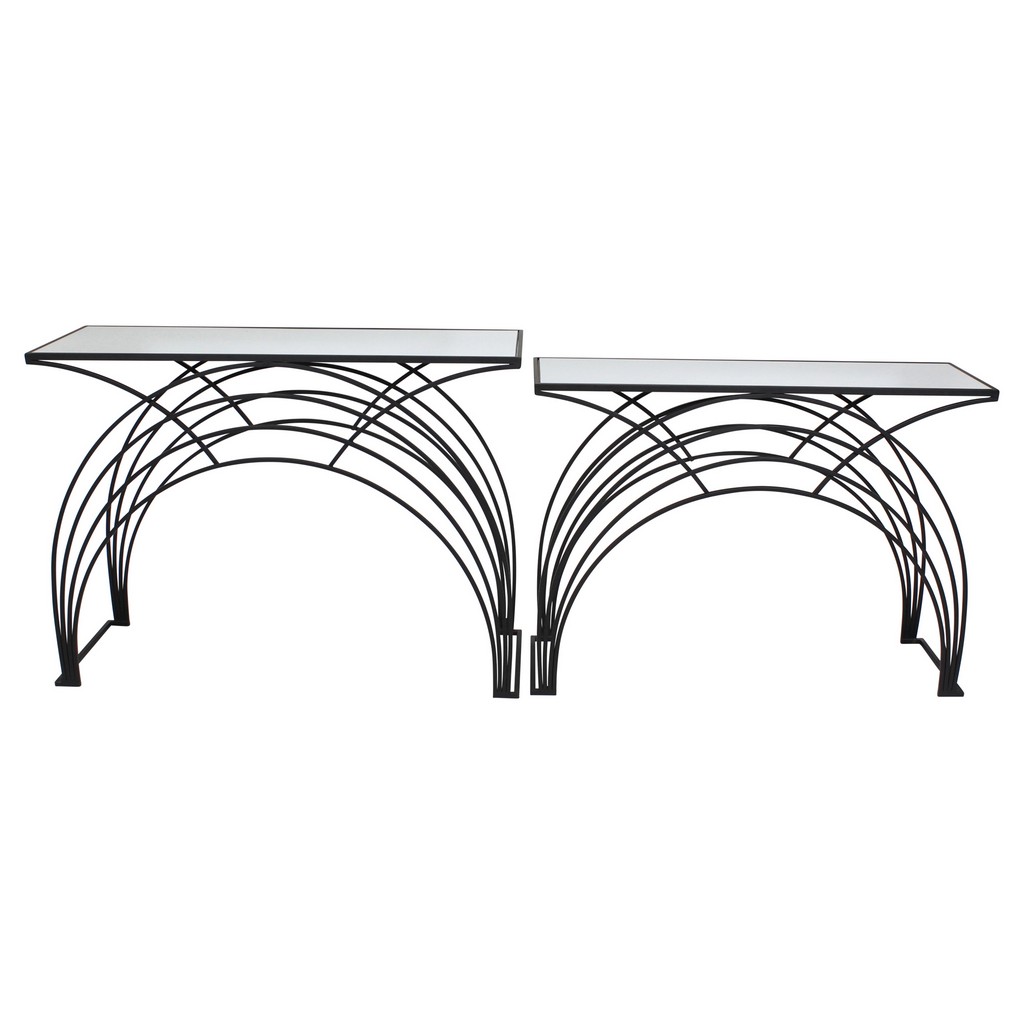 Metal Marble Arch Accent Tables Black