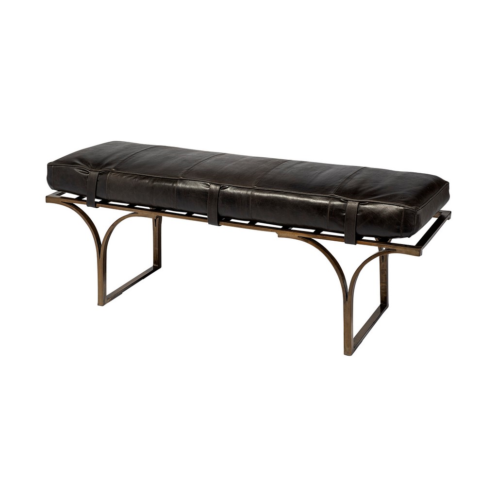Mercana Furniture Leather Seat Metal Accent Bench