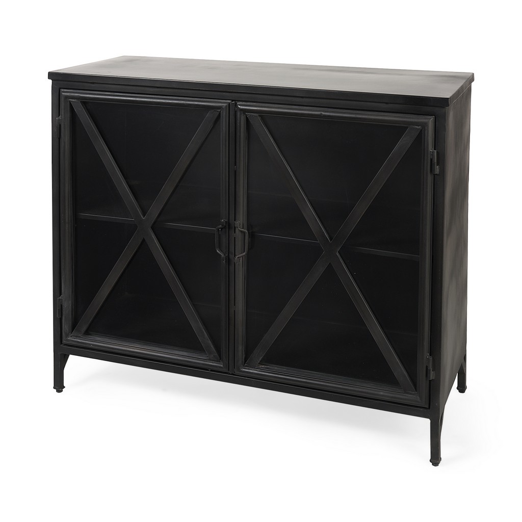 Mercana Furniture Metal Glass Accent Cabinet