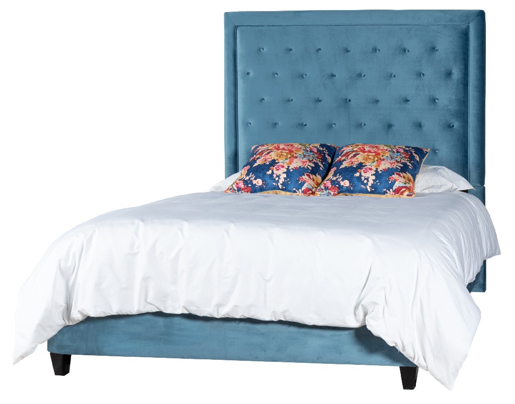 Leffler Queen Upholstered Bed Footboard Chantel Teal