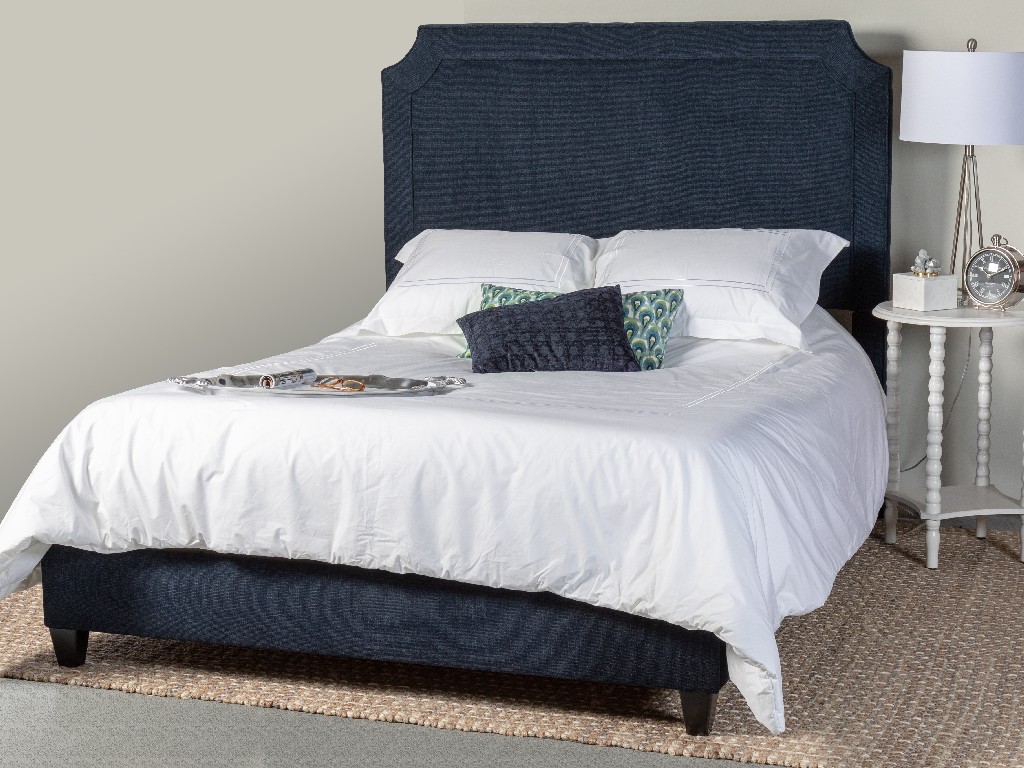 Manor Belgrave King Upholstered Bed W/ Side Rails & Footboard In Navy - Leffler Home 17000-01-75-01