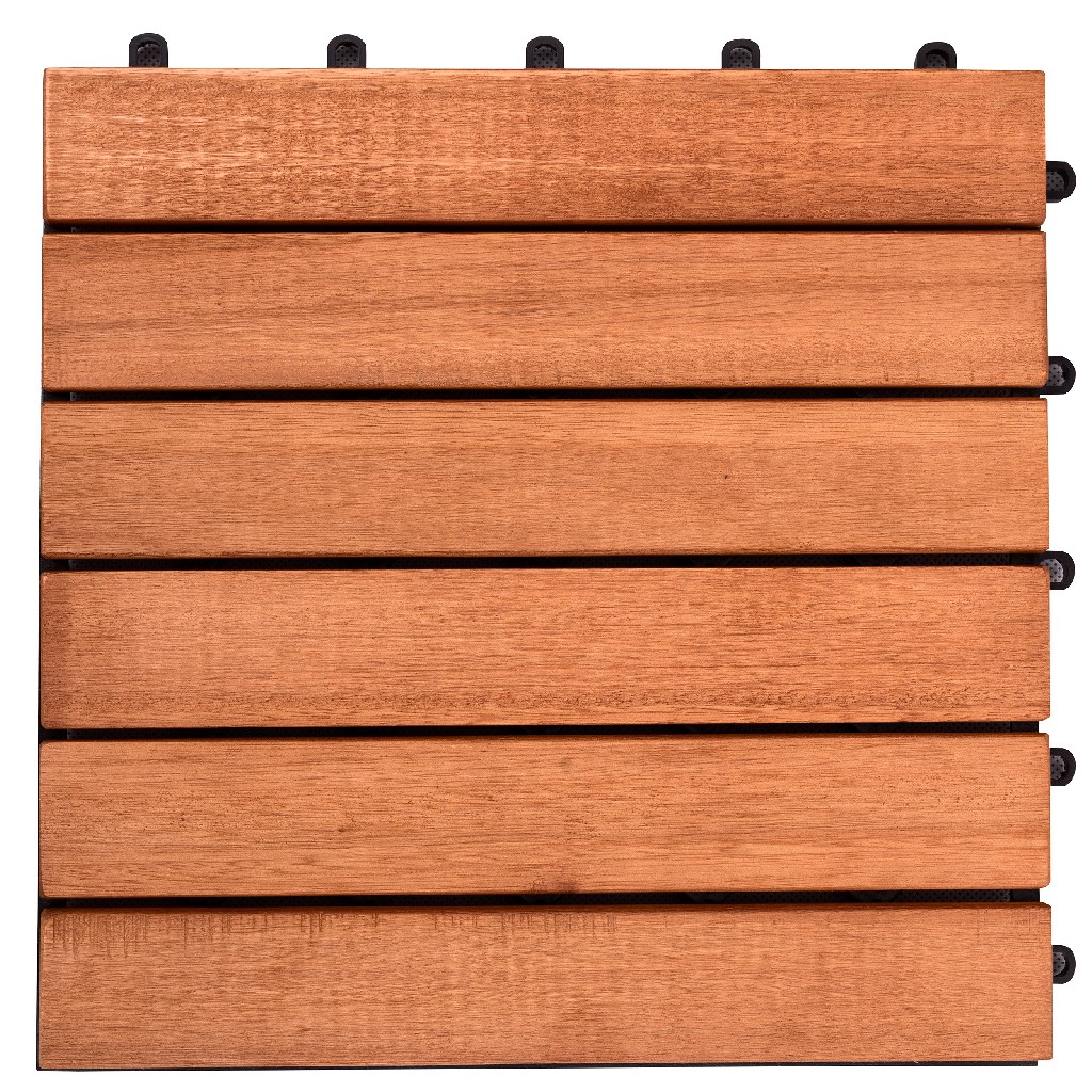 Outdoor Patio 6-slat Eucalyptus Interlocking Deck Tile (set Of 10 Tiles) - Vifah V169