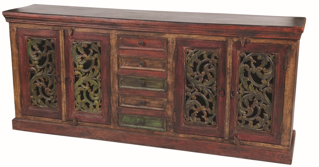 Carved Drawer Buffet Brown
