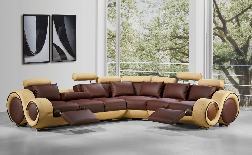 Leather Sectional Sofa Brown Vig