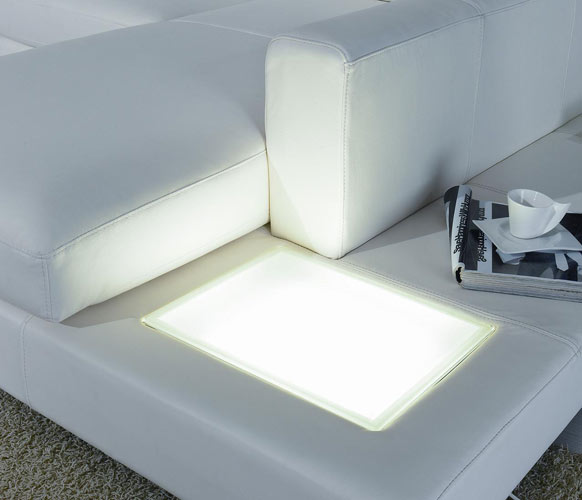 Leather Sectional Sofa Light White Vig