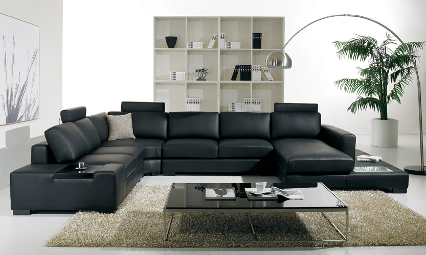 Leather Sectional Sofa Light Black Vig