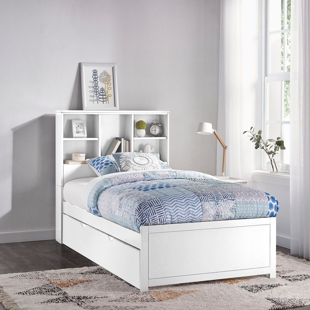 Twin Bookcase Bed Trundle White
