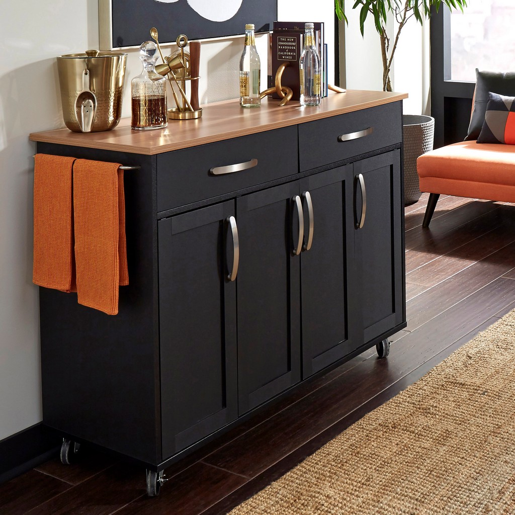 Storage Plus Black Kitchen Cart - Homestyles Furniture 4411-95