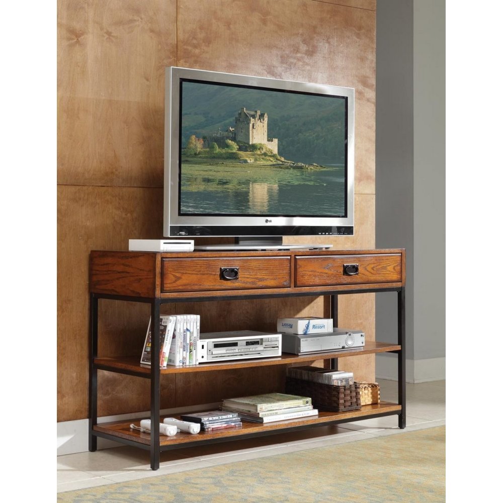 Modern Craftsman Distressed Oak Tv Stand - Homestyles Furniture 5050-06