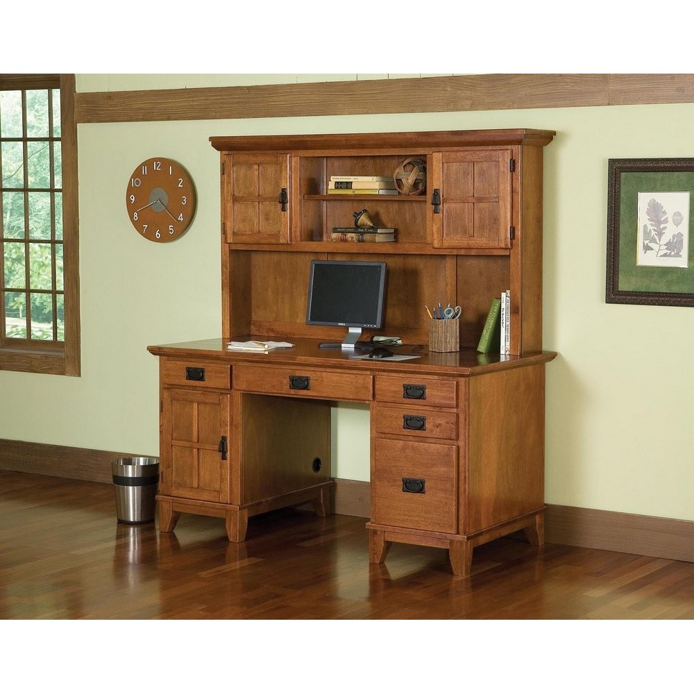 Pedestal Desk Hutch Oak Homestyles