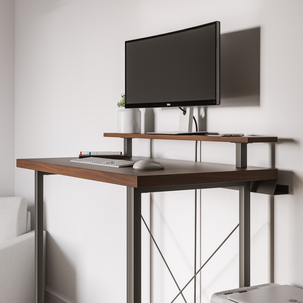 Merge Standing Desk with Monitor Stand in Brown - HomeStyles Furniture 5450-172