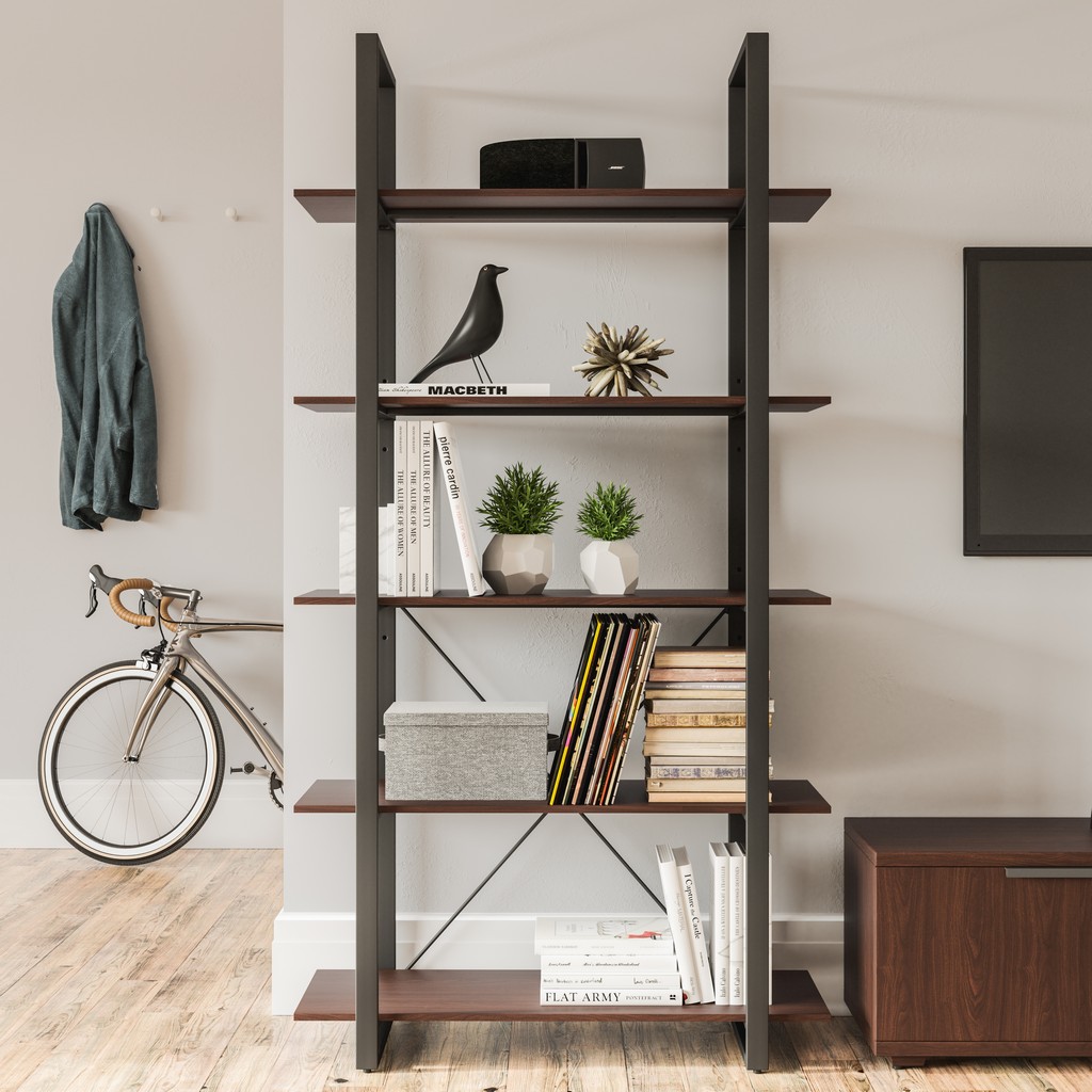 Merge Five-Shelf Bookcase in Brown - HomeStyles Furniture 5450-75