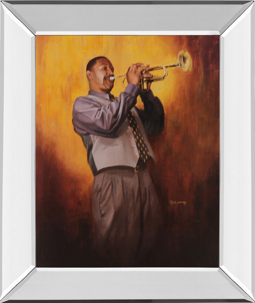 22 In. X 26 In. "trumpet Player Mirror Framed Print Wall Art - Classy Art 4683mf