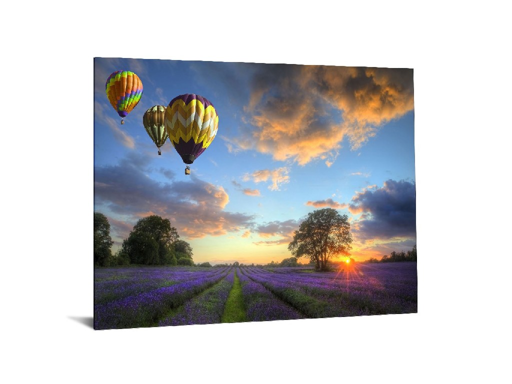 40x60 Billiant Tempered Glass "lavendar Field Sunset" By Classy Art - Classy Art Sf1215