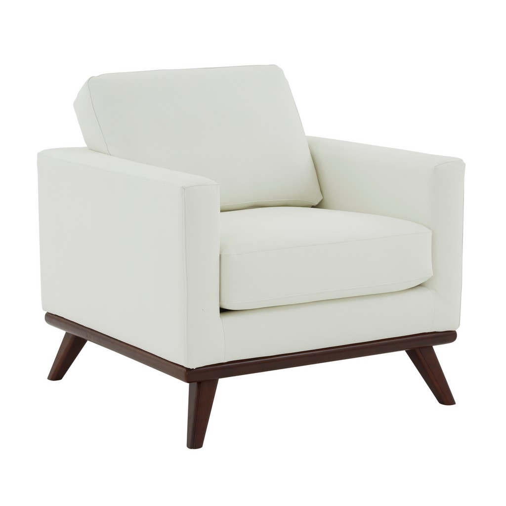 LeisureMod Chester Modern Leather Accent Arm Chair With Birch Wood Base - Leisuremod CS33W-L