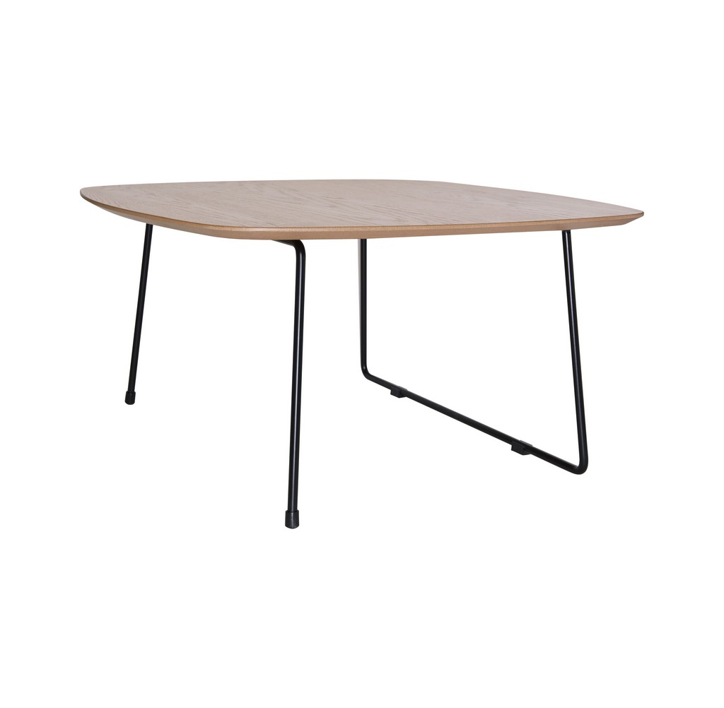 LeisureMod Pemborke Mid Century Modern Square Coffee Table with Wood Top and Powder Coated Iron Frame Accent Table for Living Room and Bedroom Leisuremod PTSBL-31NW