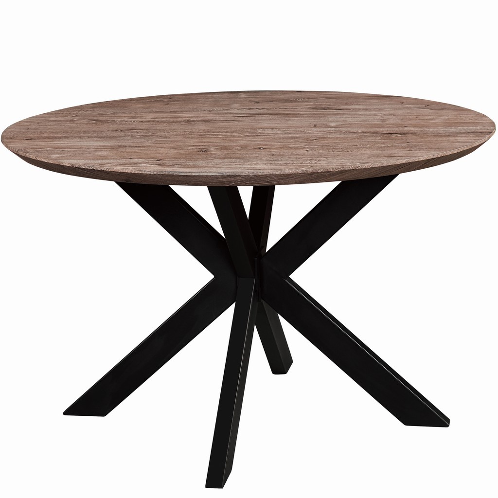 Round Wood Dining Table Metal Base Leisuremod