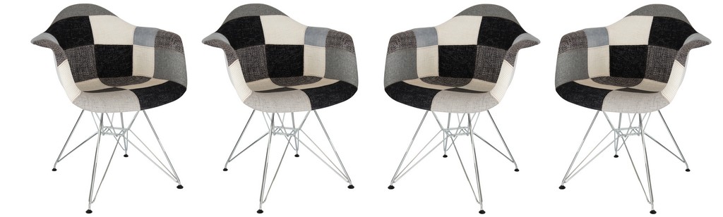 Patchwork Fabric Eiffel Accent Chair