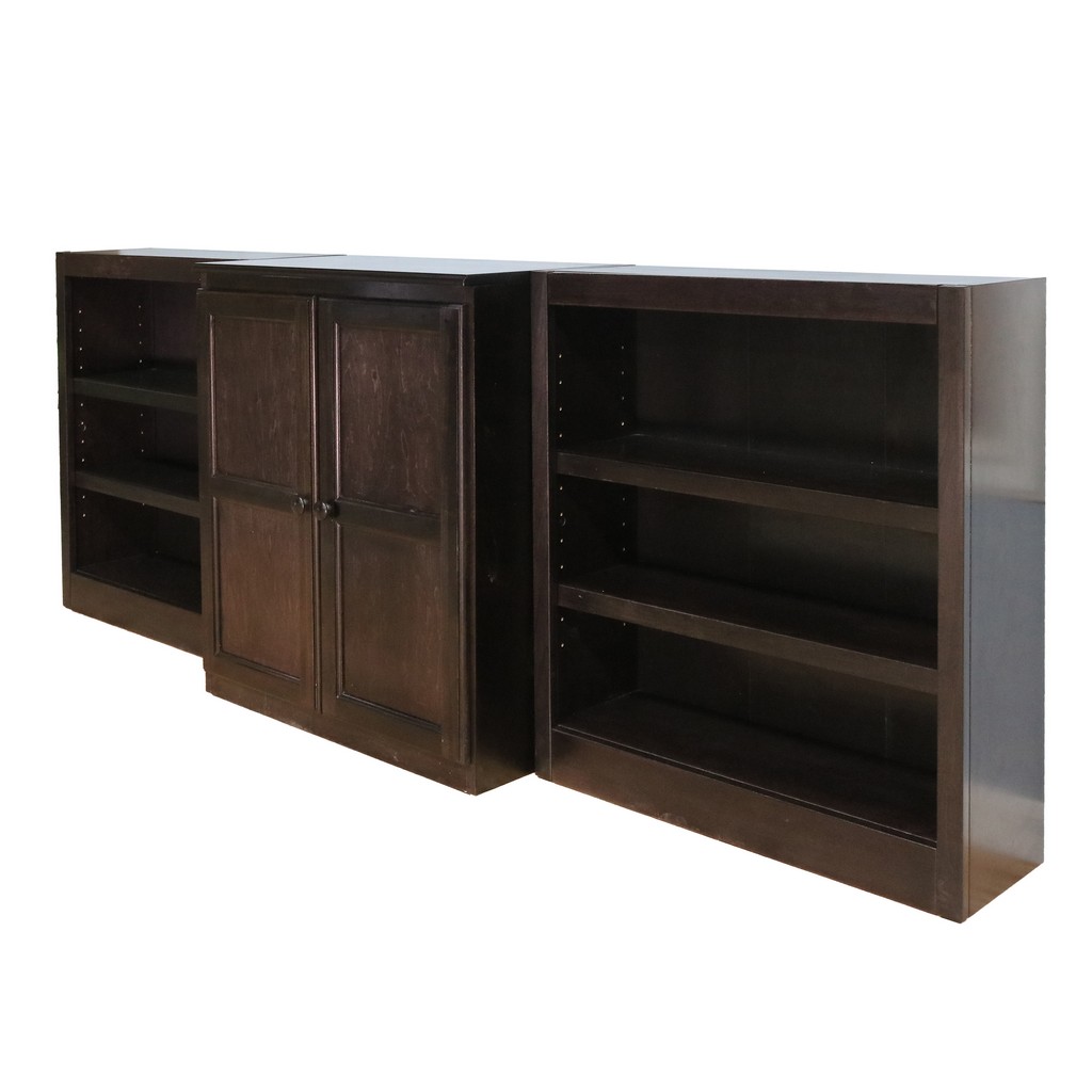 8 Shelf Bookcase Wall With Doors, 36 Inch Tall, Espresso Finish - Concepts In Wood Wkt3036-e