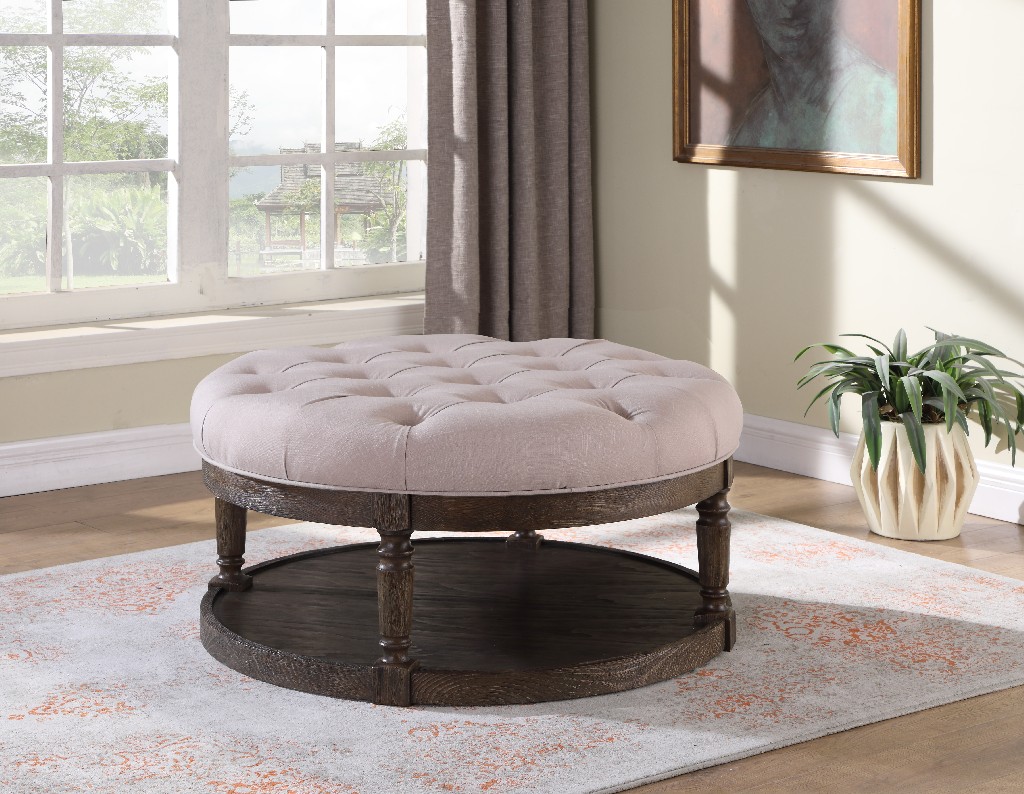 Upholster | Furniture | Ottoman | Tufted | Suede | Round | Best