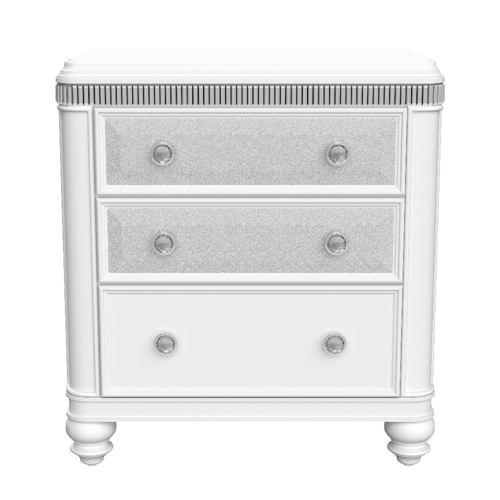 Nightstand In White/silver - Global Furniture Usa Cassie-white/silver-ns
