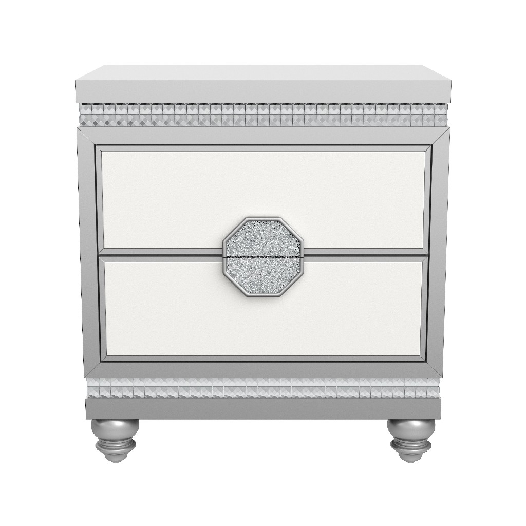 Nightstand In White/silver - Global Furniture Usa Kylie-white/silver-ns