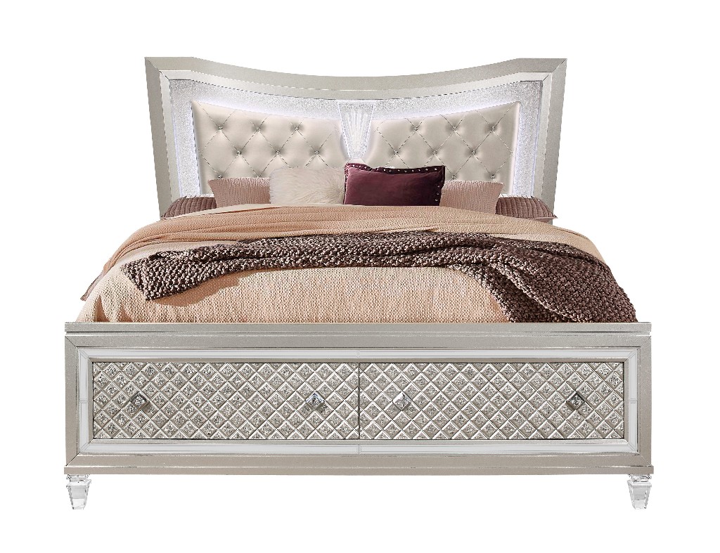 Queen Bed Champagne In Champagne - Global Furniture Usa Paris- Qb