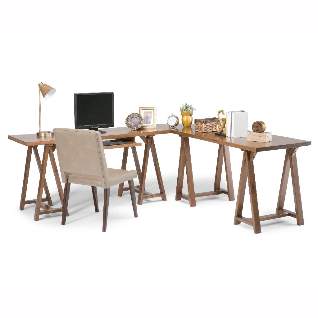 Wood Corner Desk Brown Simpli