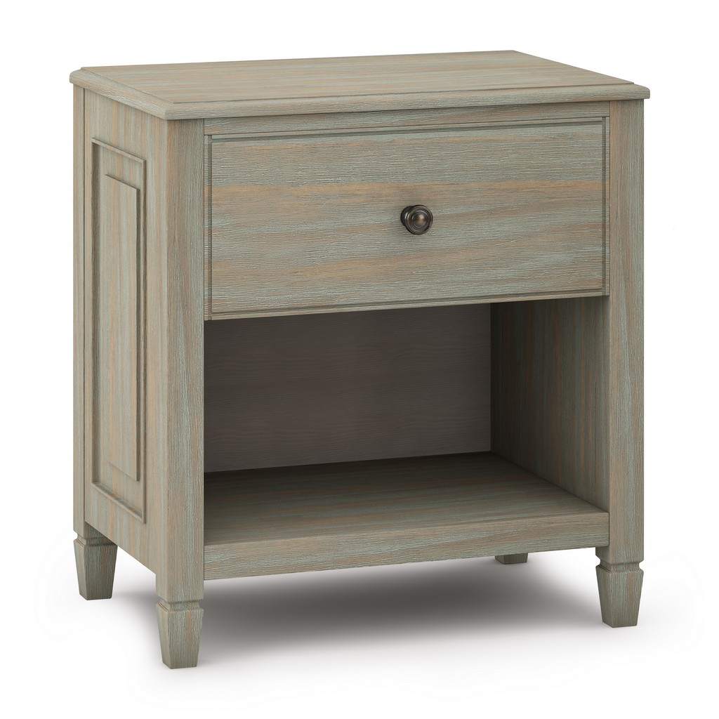Connaught Solid Wood Bedside Table In Distressed Grey - Simpli Home Axccon-bs-gr