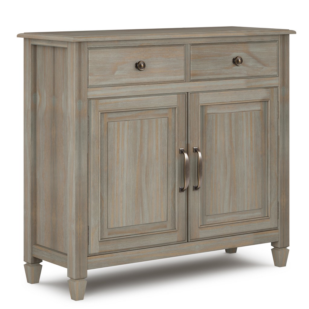 Connaught Solid Wood 40 Inch Wide Transitional Entryway Storage Cabinet In Distressed Grey - Simpli Home Axccon47-gr
