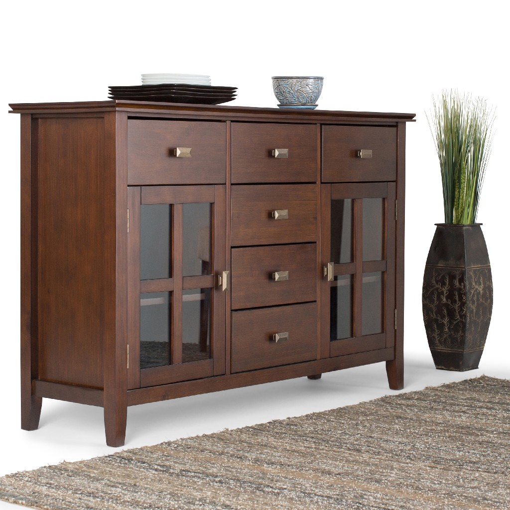 Artisan Solid Wood 54 Inch Wide Contemporary Sideboard Buffet Credenza In Russet Brown - Simpli Home Axcrart11-rus