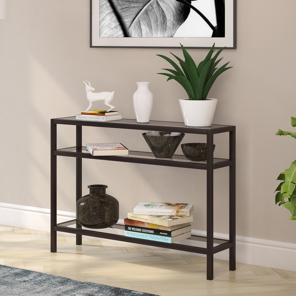 Sivil 42" Blackened Bronze Console Table - Hudson & Canal At0106