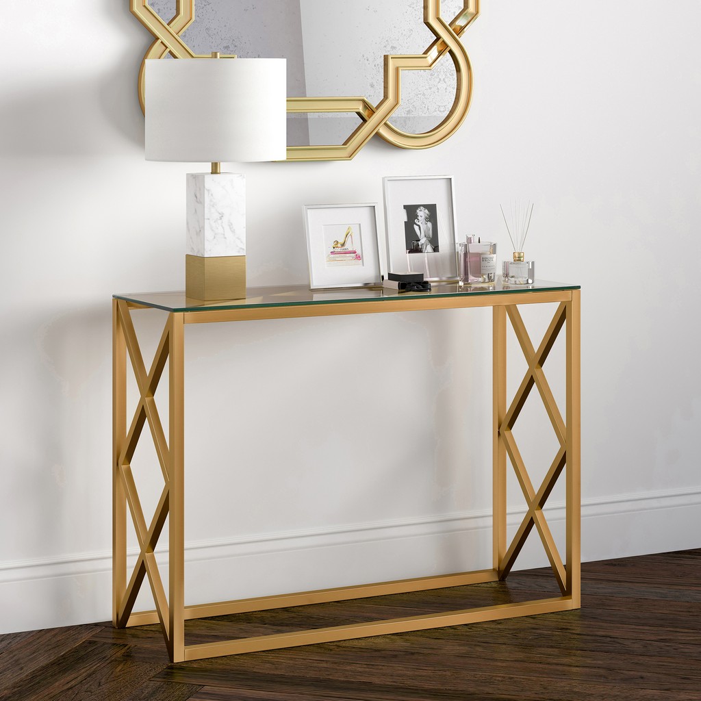 Dixon Brass Finish Console Table - Hudson & Canal At0114