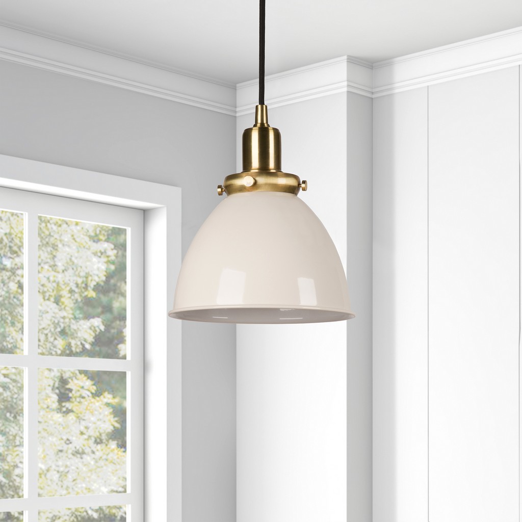 Madison Pearled White And Brass Metal Pendant - Hudson & Canal Pd0220